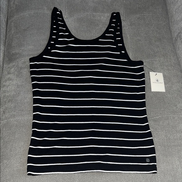Volcom Black and White Striped Tank Top - Picture 1 of 10